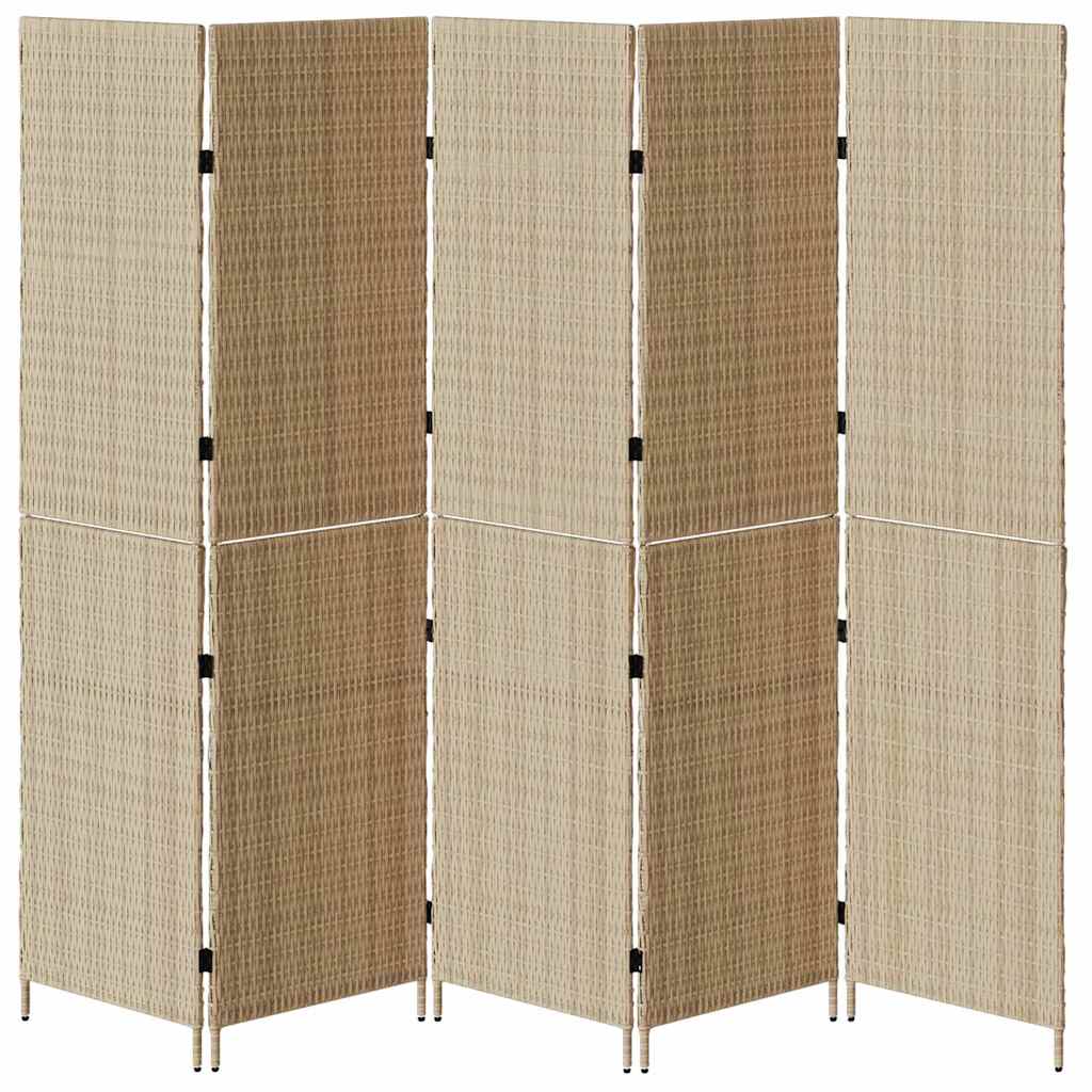 Room Divider Folding Manual Beige 242 x 180 cm Poly Rattan